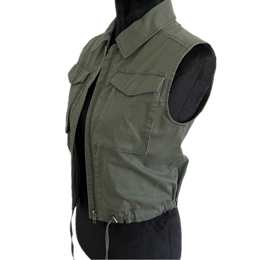 A New Day- Olive Green Zip Vest (Sz xs) - Picture 3 of 14